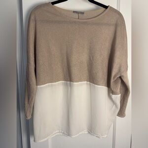Zara size M beige and off whiter chiffon tunic